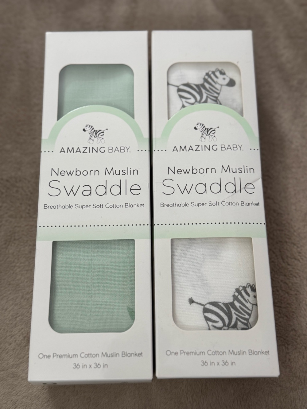 Amazing Baby Newborn Muslin Swaddle Blanket - Mint & White Zebra
